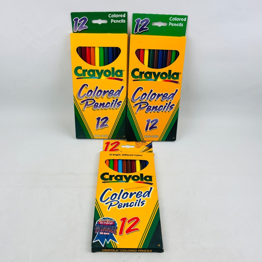 Vintage Crayola Colored Pencils 12 Count Lot of 3 Packs 1998 1999 2000